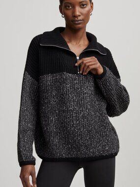 Varley Willard 2.0 Half Zip Knit Two Tone Anthropologie Sweater Womens Size XS